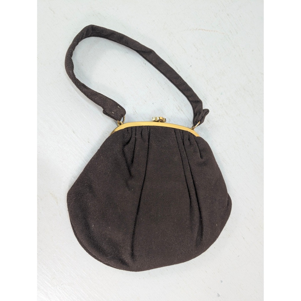 Vintage Ingber Women's Evening Handbag Pleated Kiss Lock Brown Made in USA